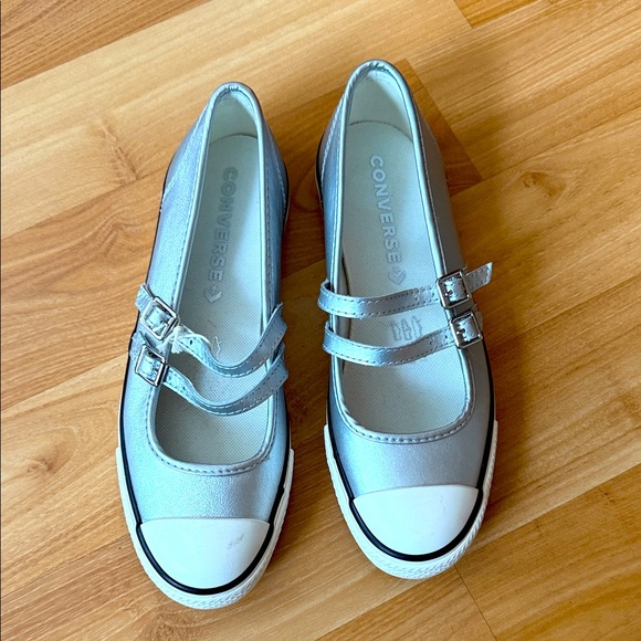 Converse Metallic Silver Double Strap Shoes - Picture 1 of 14